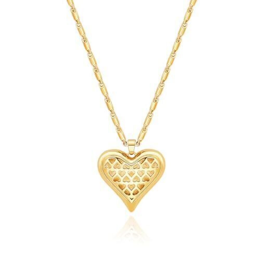 2700 18K Gold Puffy Hollow Love Heart Pendant Necklaces Adjustable